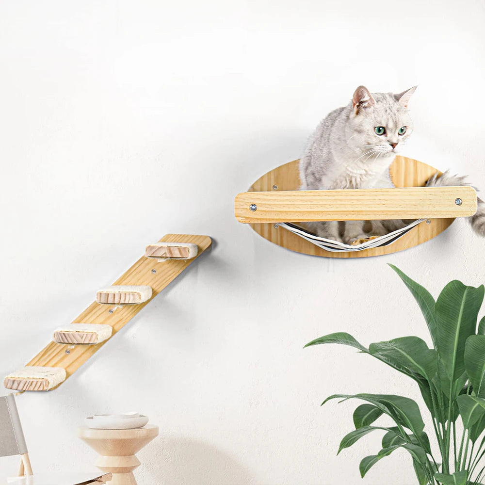 PETRAVEL Cat Hammock and Wall Mounted Scratching Posts Set