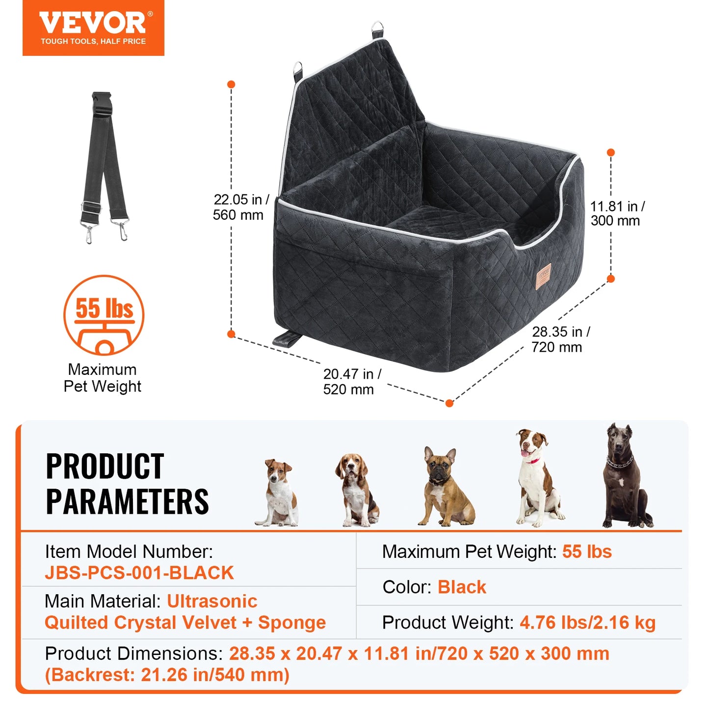 SucceBuy Dog Car Booster Seat With Storage Pocket