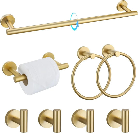 Brushed Gold SUS304 Stainless Steel Bath Towel Bar Set
