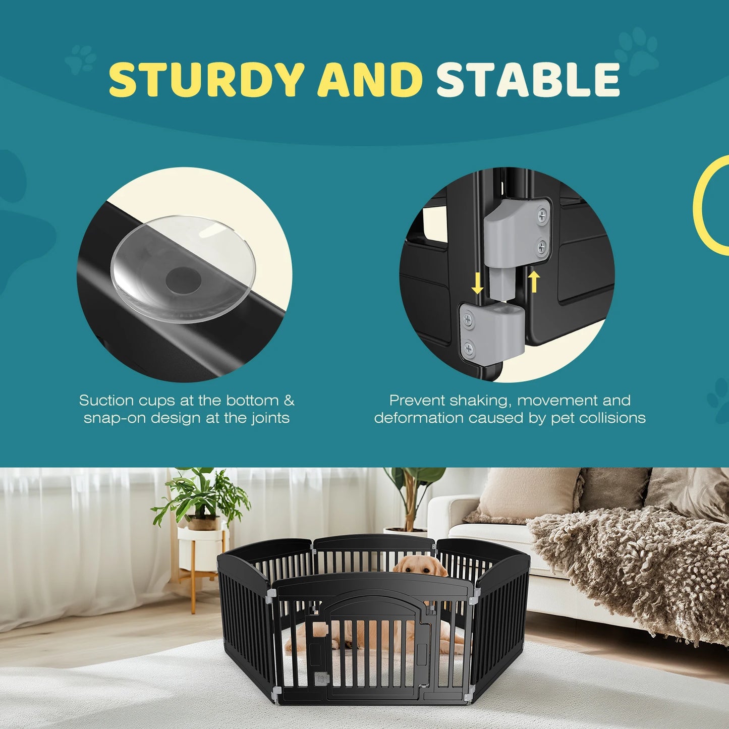 JHK Plastic Dog Playpen Six Panel Expandable Pet Fence Medium Dogs