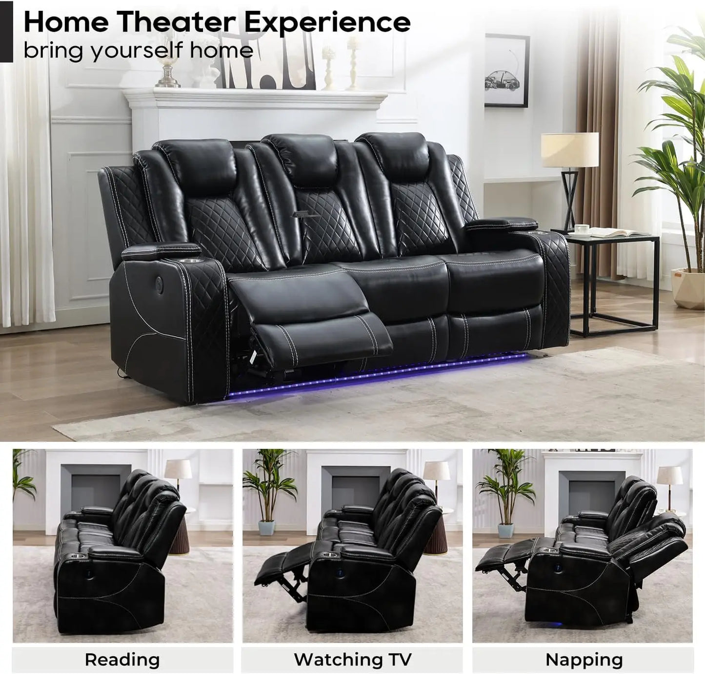 Todrani Zero Gravity Power Reclining Sofa With Wireless Charger
