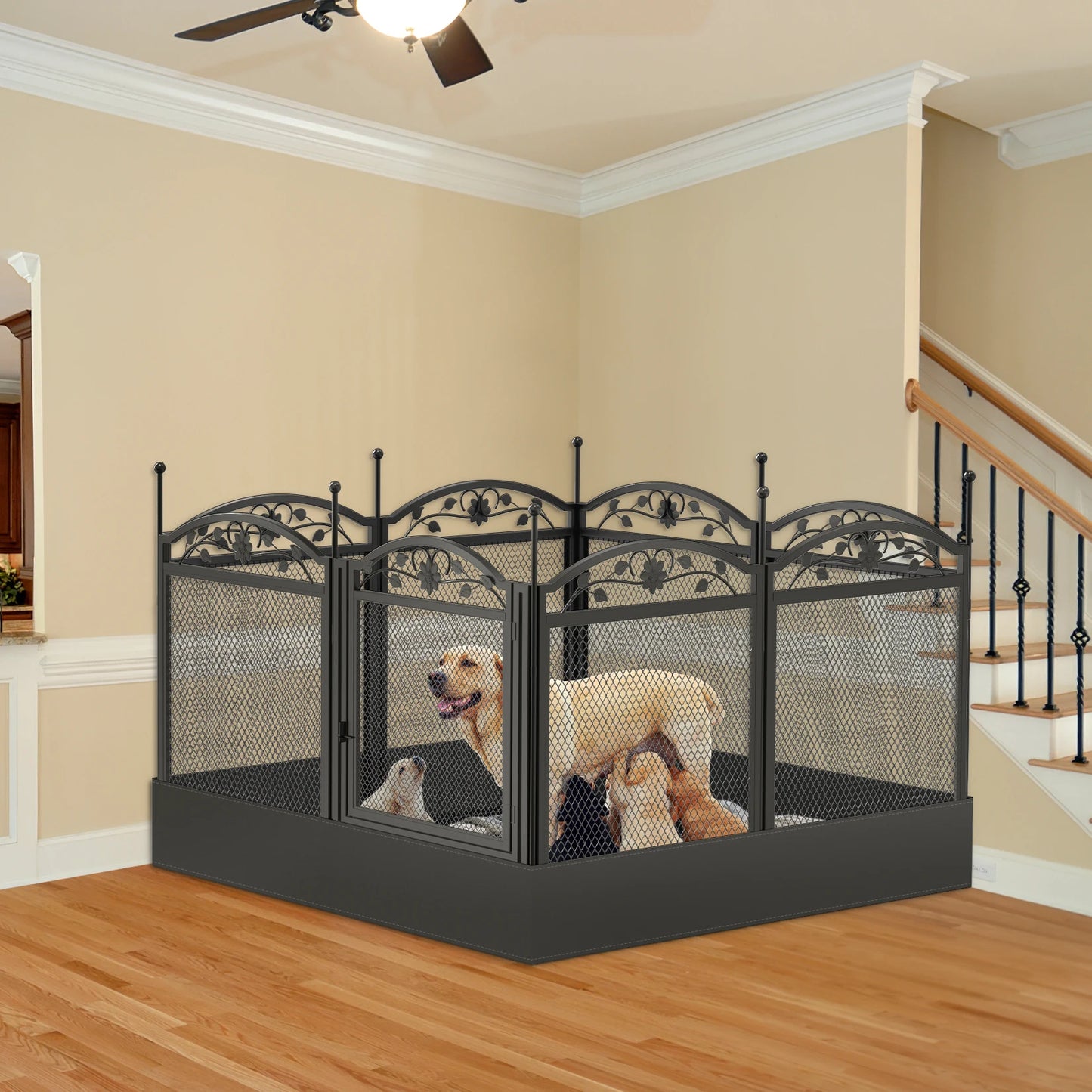BINGOPAW 8-Panel Heavy-Duty Dog Playpen with Waterproof Pad