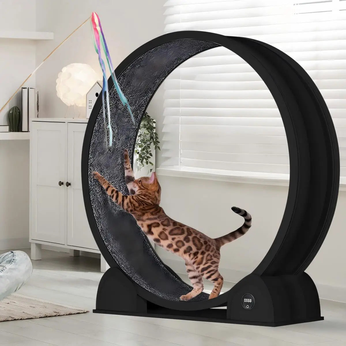 HiMISS Cat Exercise Wheel Super Quiet Pedometer Removable Mat Fitness