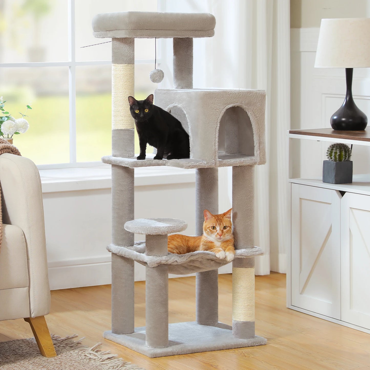 PEQULTI Five-Level Cat Tree Tower Top Perch And Sisal Post