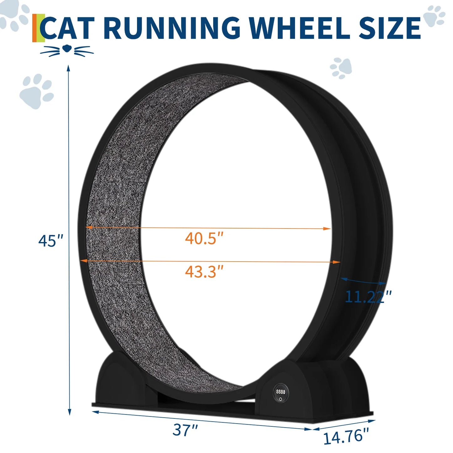 HiMISS Cat Exercise Wheel Super Quiet Pedometer Removable Mat Fitness