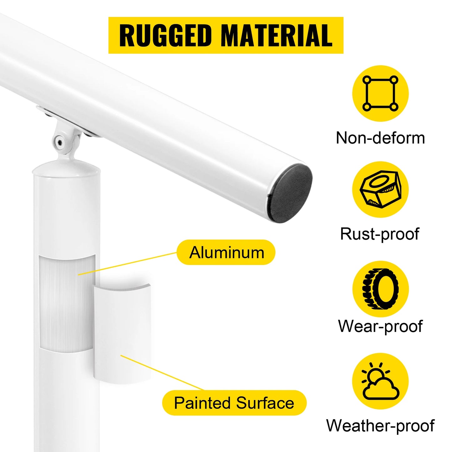 SucceBuy Aluminum Outdoor Stair Handrail Kit For 0-5 Steps