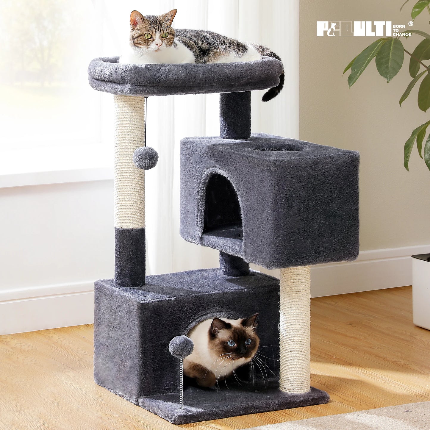 PAWZ Road Multi-Level Cat Tree Indoor Cat Tower With Condos Sisal Scratching Pad