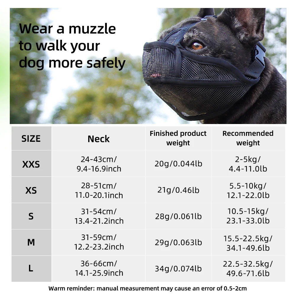 Dog Muzzle for Short Snouted Dogs Breathable Bark Control