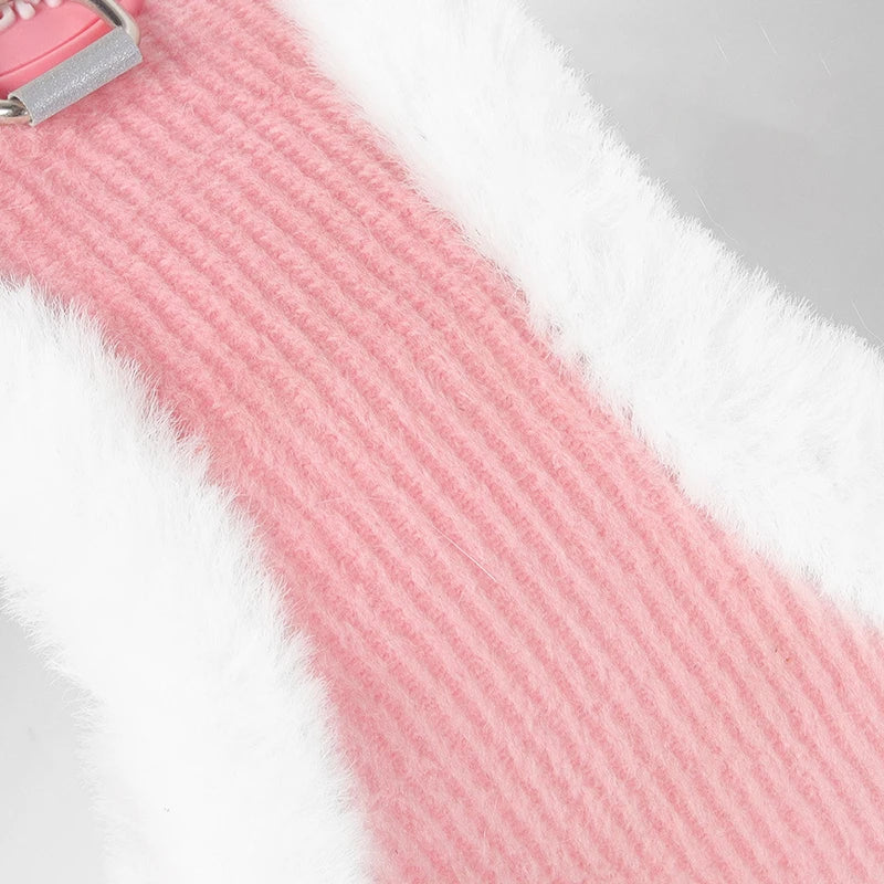 Autumn Winter Warm Chihuahua Harness With Fur And Leash Set