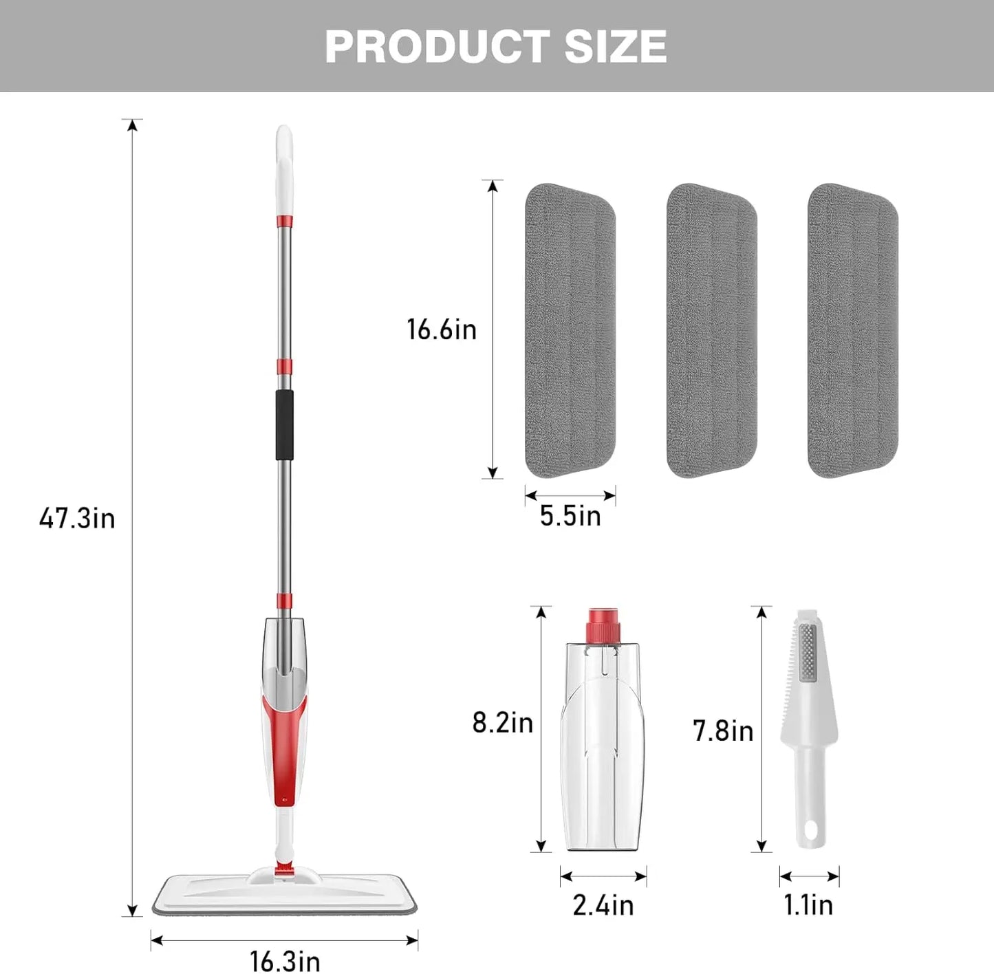 Spray Mop With Refillable Bottle For Hardwood Tile Floors