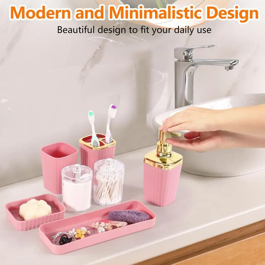 XMSJ 9 Piece Bamboo Bathroom Accessories Kit For Home
