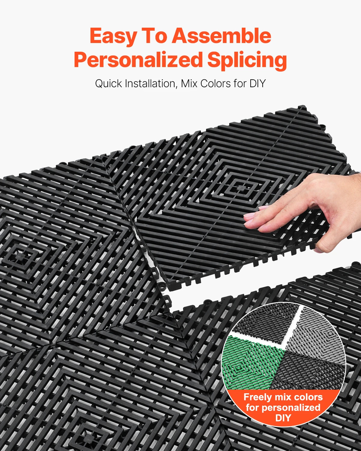 SucceBuy Interlocking Drainage Mat Non-Slip Floor Mat