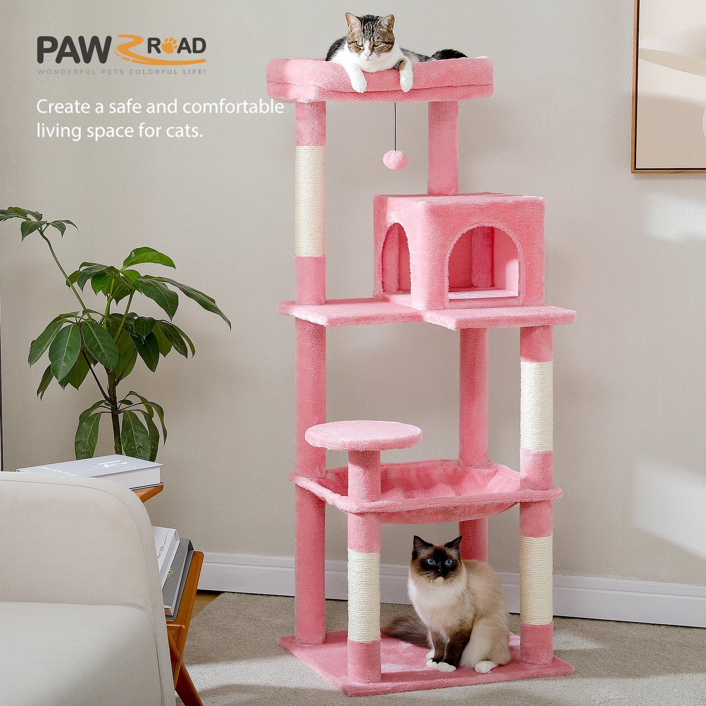 PAWZ Road Cat Tree Indoor Multi Level Tower With Hammock Sisal Scratching Posts