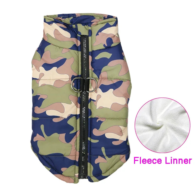 Padded Winter Dog Vest Jacket Waterproof Zipper Coat