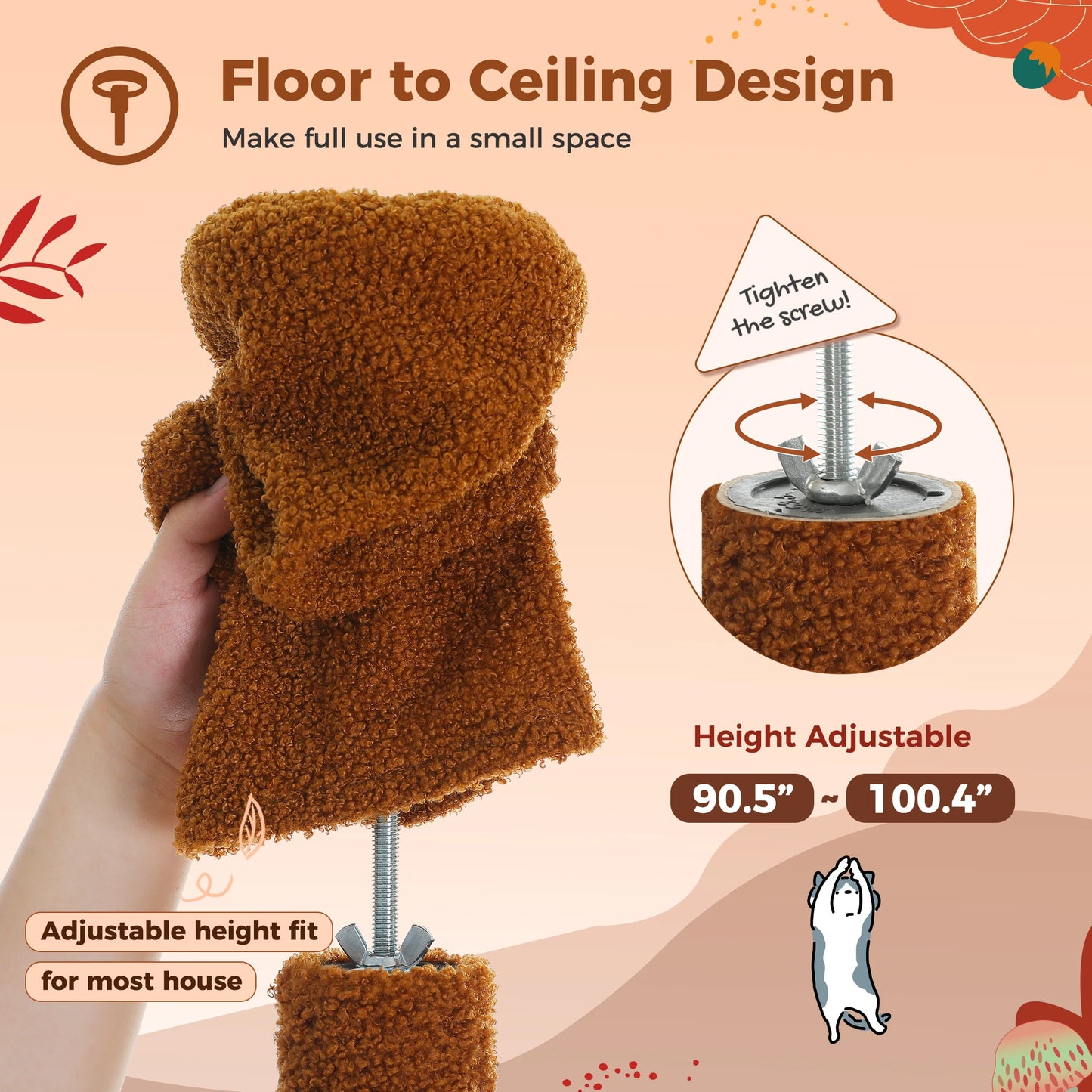 PETEPELA Floor To Ceiling Cat Tree Tower With Condo
