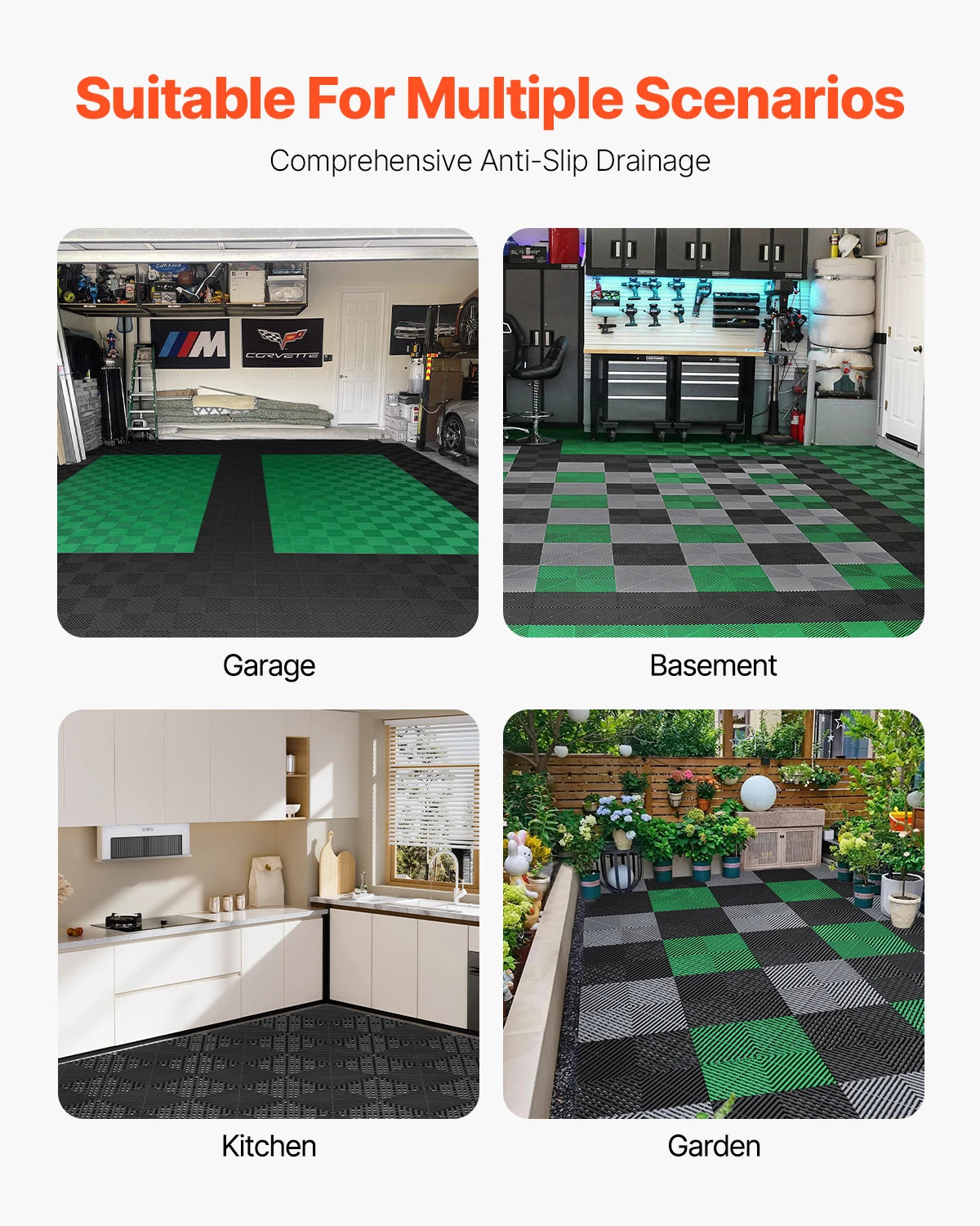 SucceBuy Interlocking Drainage Mat Non-Slip Floor Mat