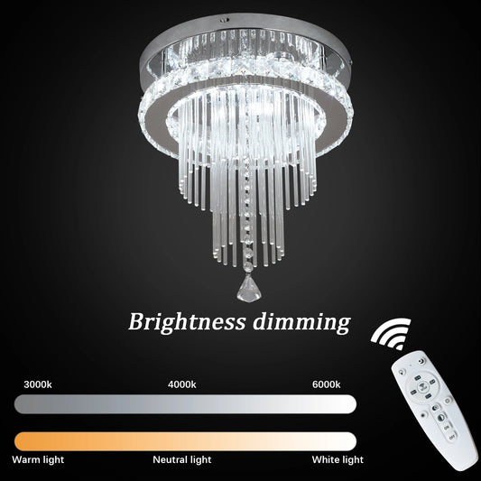 Deckrico Drop Crystal Pendant LED Chandelier For Living Room