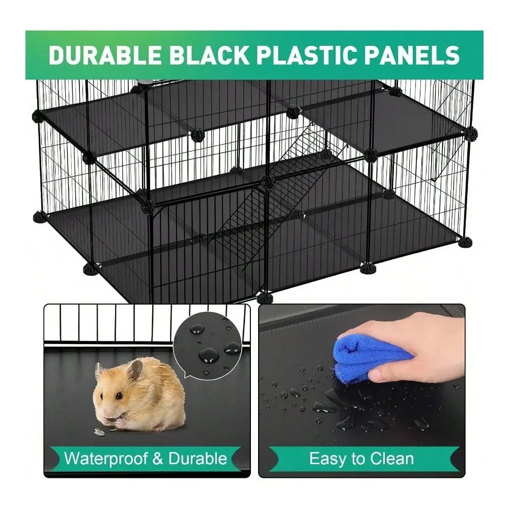 XMSJ Pet Playpen Panels With Dual Doors For Small Animals