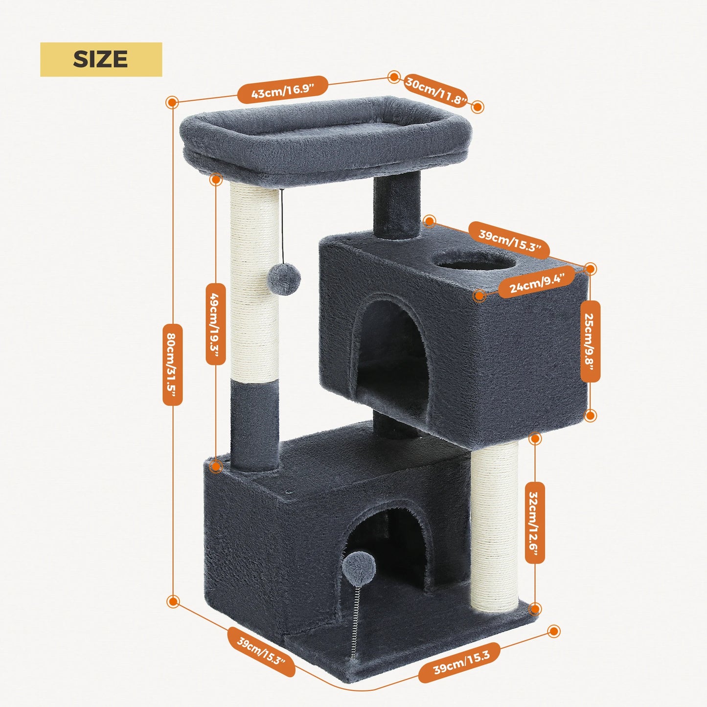 PAWZ Road Multi-Level Cat Tree Indoor Cat Tower With Condos Sisal Scratching Pad