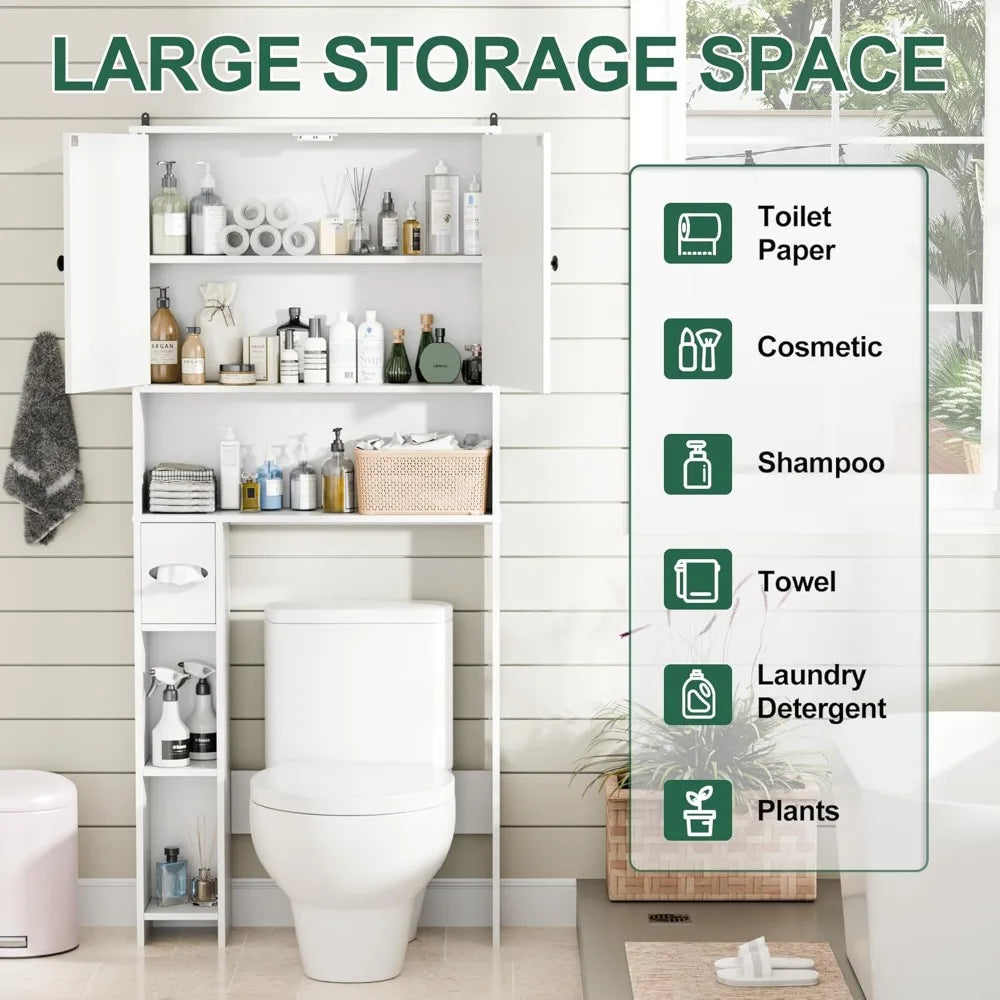 Over Toilet Storage Cabinet With Two Doors And Adjustable Shelves
