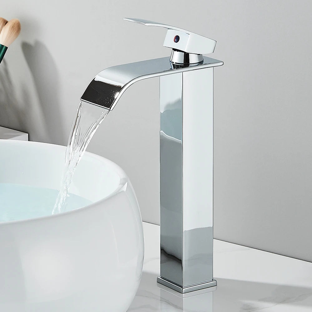 Rozin Deck Mounted Single Lever Basin Faucet Waterfall Brass