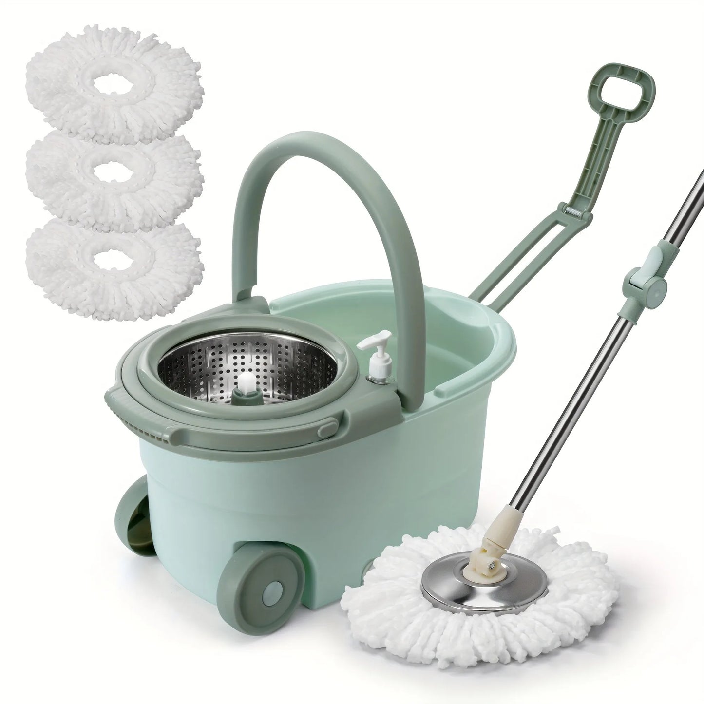 AEHOMECN Heavy Duty Spin Mop And Bucket Set With 360 Degree Rotating Mop Heads