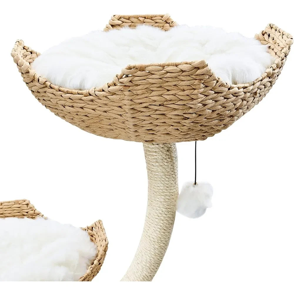XMSJ Modern Cat Tree Tower Four-Tier Scratching Post
