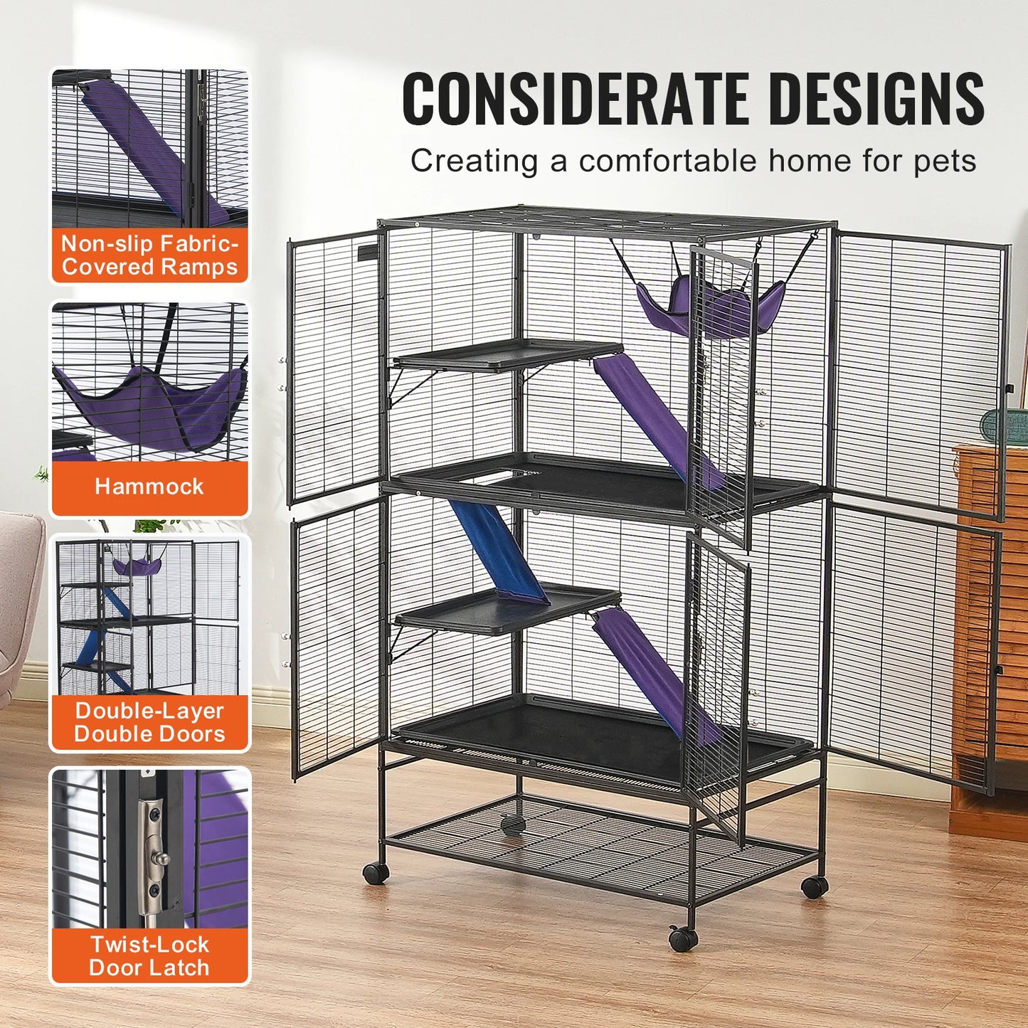 SucceBuy 4-Tier Critter Nation Ferret Cage for Small Animals