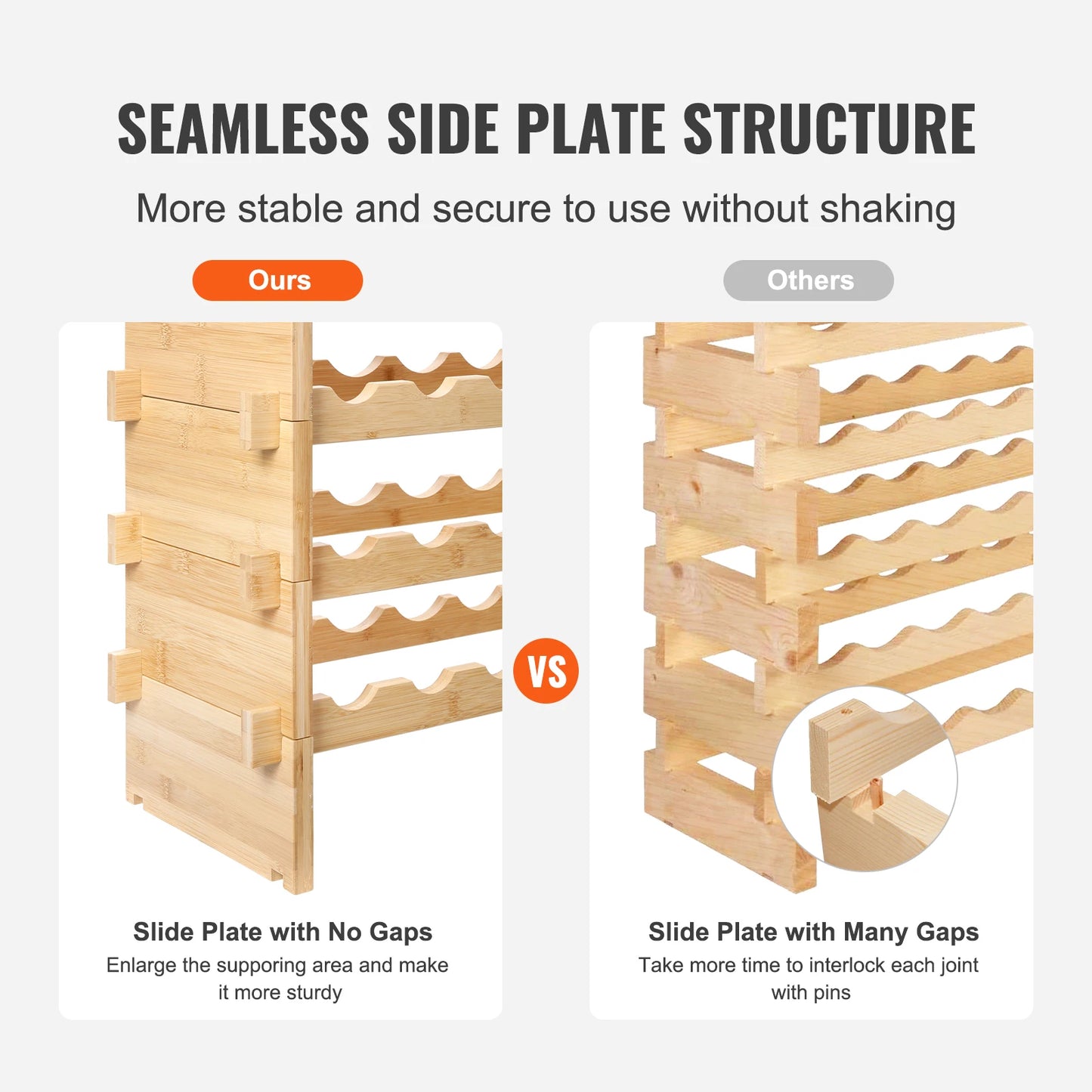 SucceBuy Bamboo 8 Tier Stackable Wine Rack For Kitchen