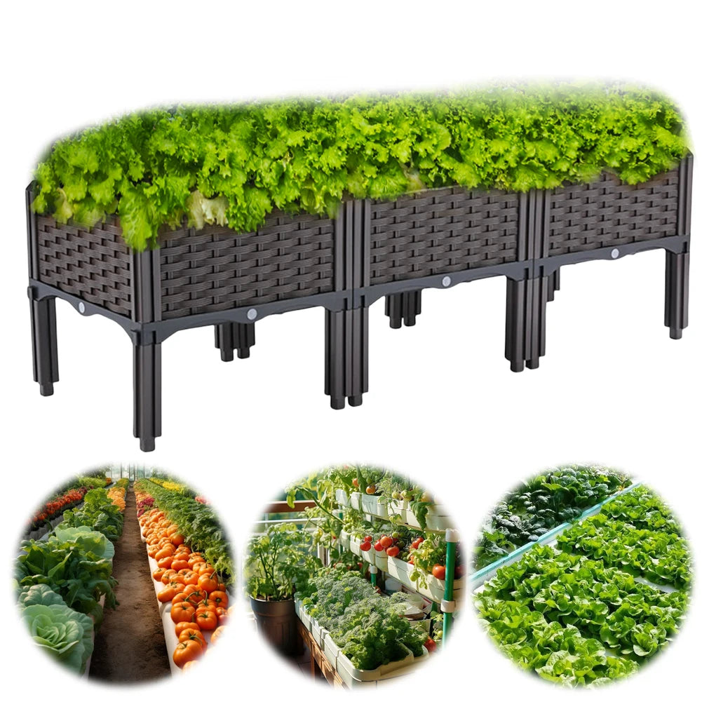 Plastic Raised Garden Bed With Legs Planter Box Drainage Holes