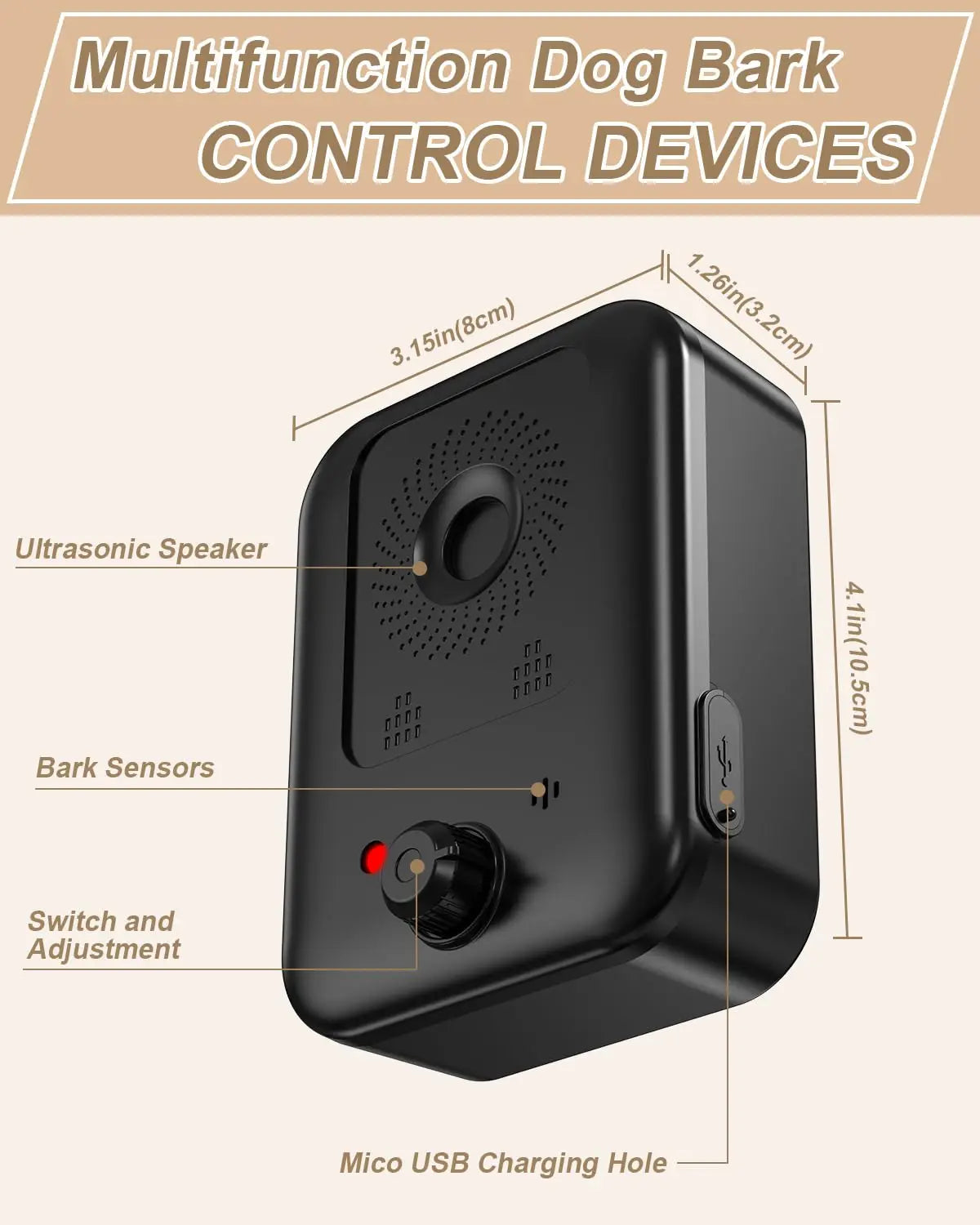 Petedu Automatic Bark Deterrent for Dogs Ultrasonic