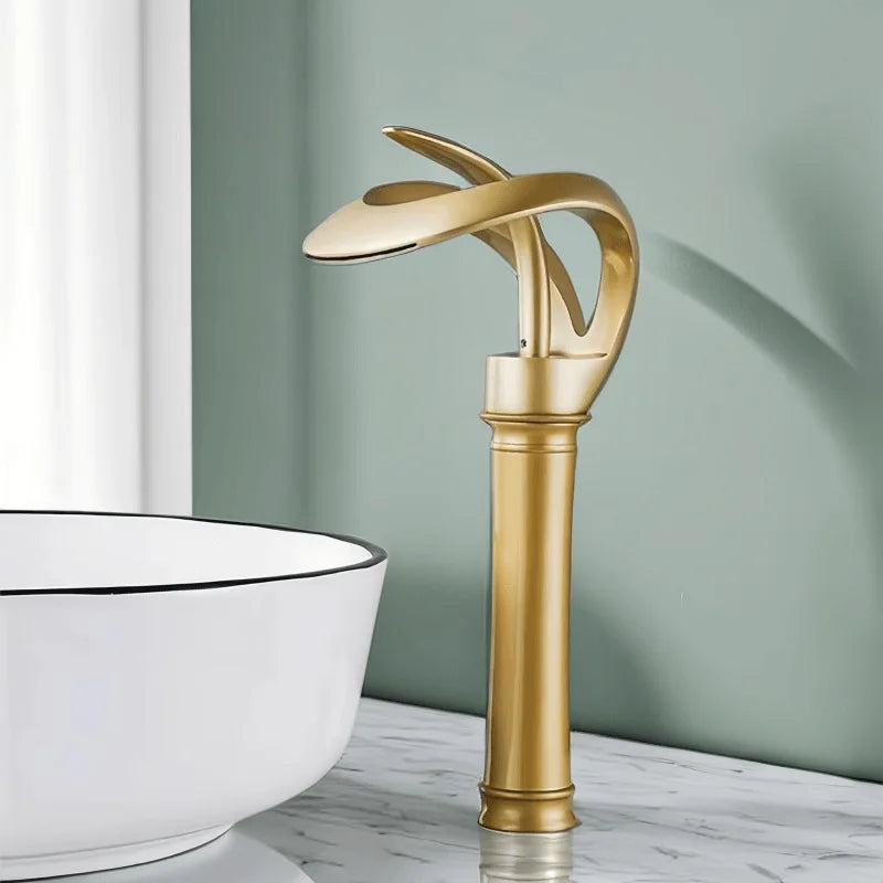 ALENARTWATER Solid Brass Basin Taps Single Handle Waterfall Faucet