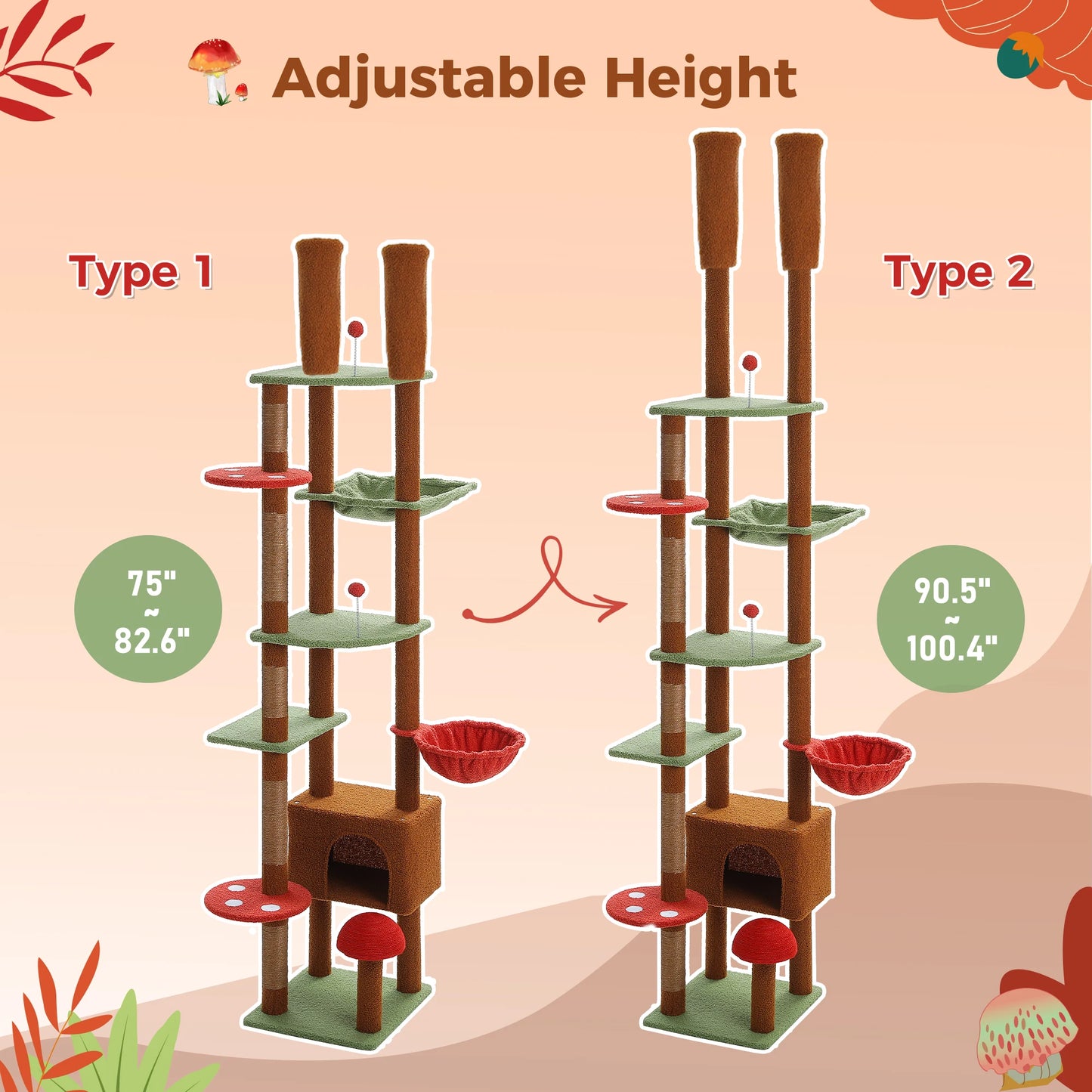 PETEPELA Floor To Ceiling Cat Tree Tower With Condo