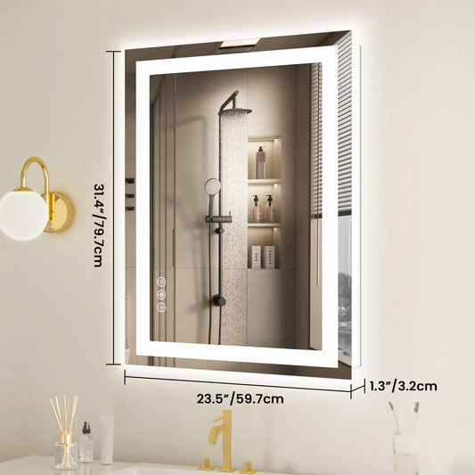 JHK LED Bathroom Vanity Mirror With Memory Function Front Backlit Tempered Glass