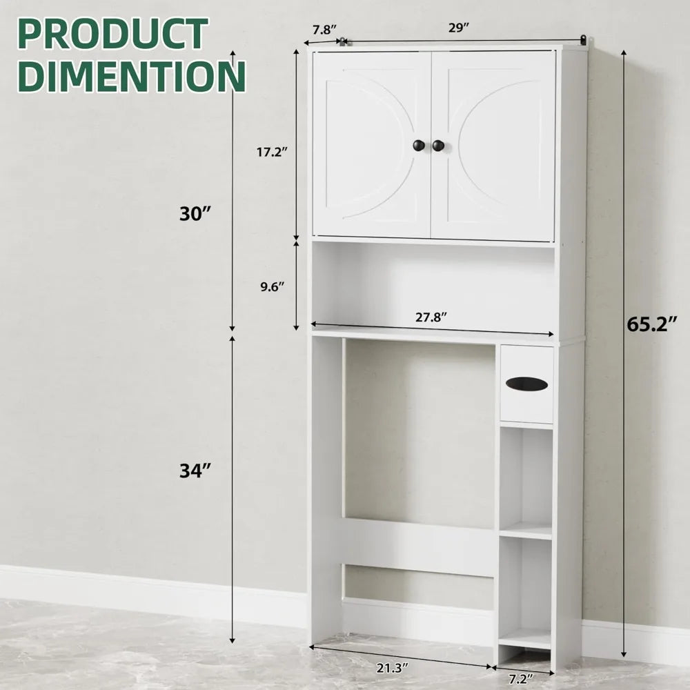 Over Toilet Storage Cabinet With Two Doors And Adjustable Shelves