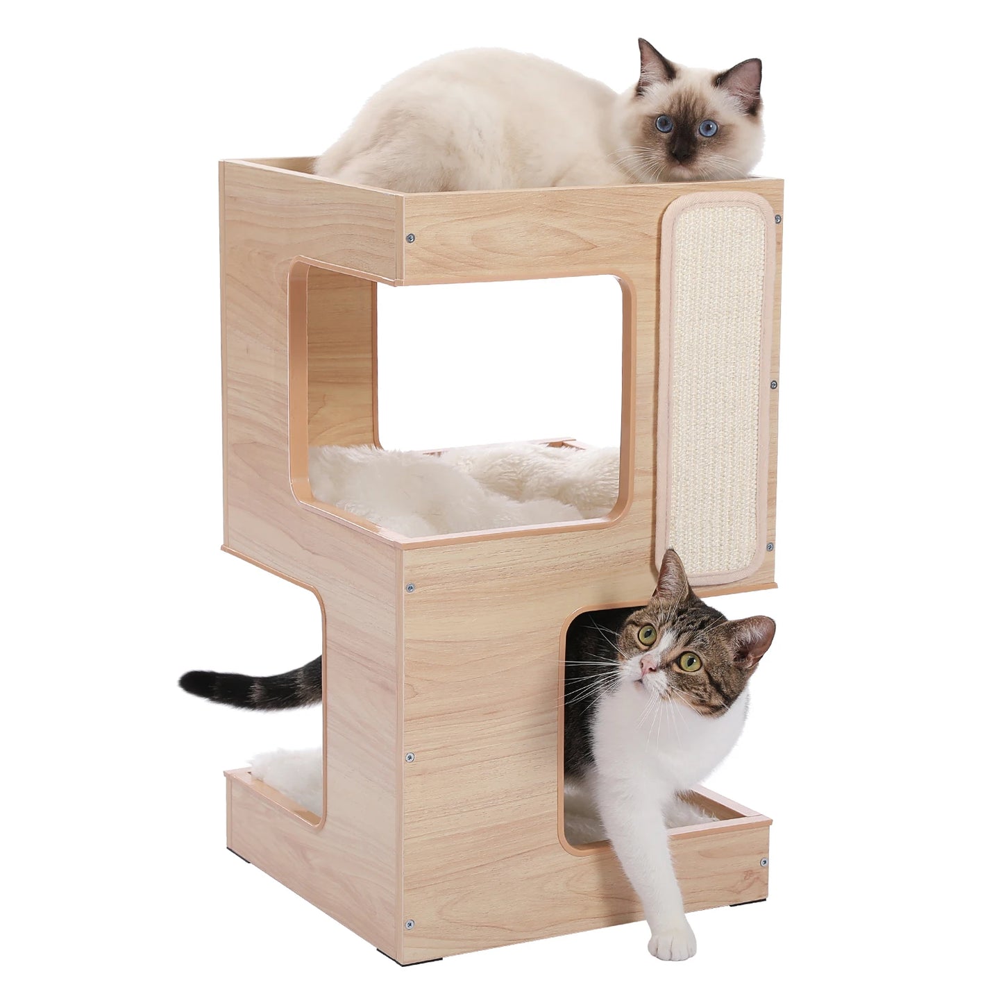 PAWZ Road Wood Cat Condo House Bed With Removable Mats