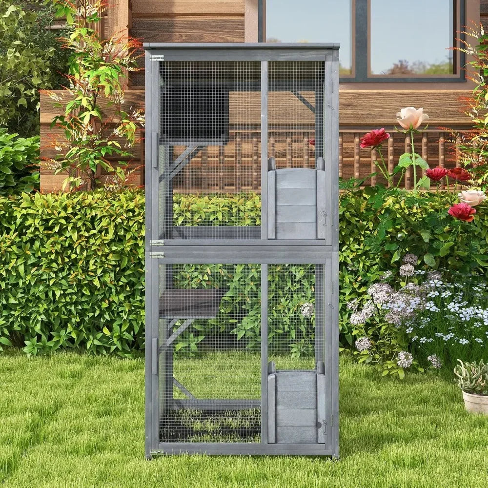 Catio Outdoor Cat Enclosure On Wheels Resting Box Platforms