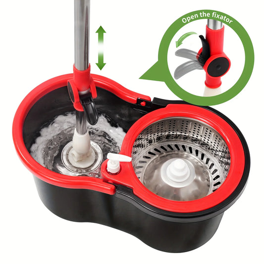 AEHOMECN Heavy Duty Spin Mop And Bucket Set With 360 Degree Rotating Mop Heads