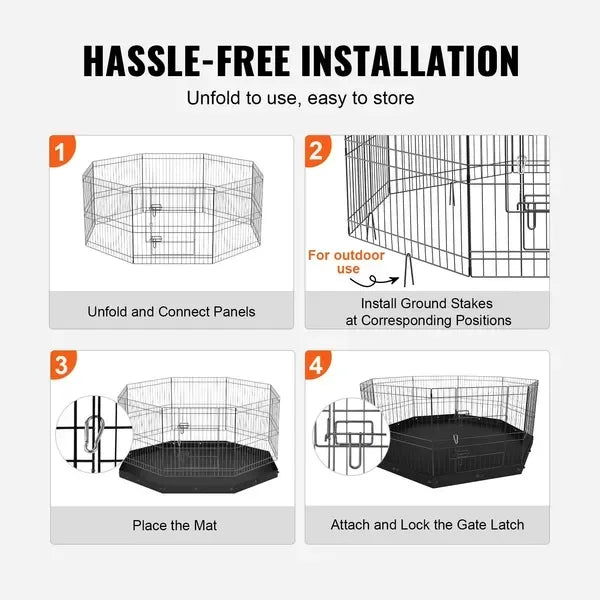 Foldable Dog Playpen For Indoor Outdoor Pet Enclosure