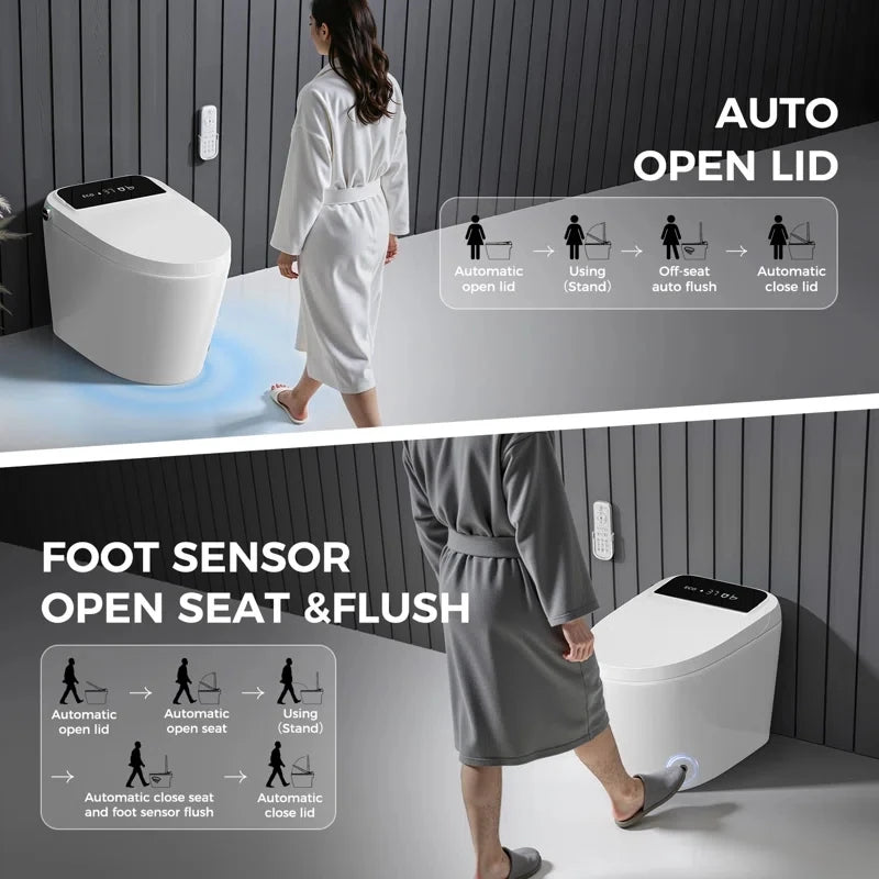 Smart Toilet With Tankless Bidet Wash And Auto Open Lid