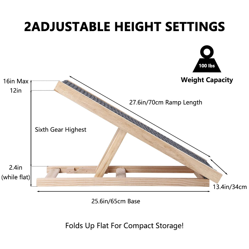 HiMISSDog Door Adjustable Folding Dog Ramp With Anti Skid