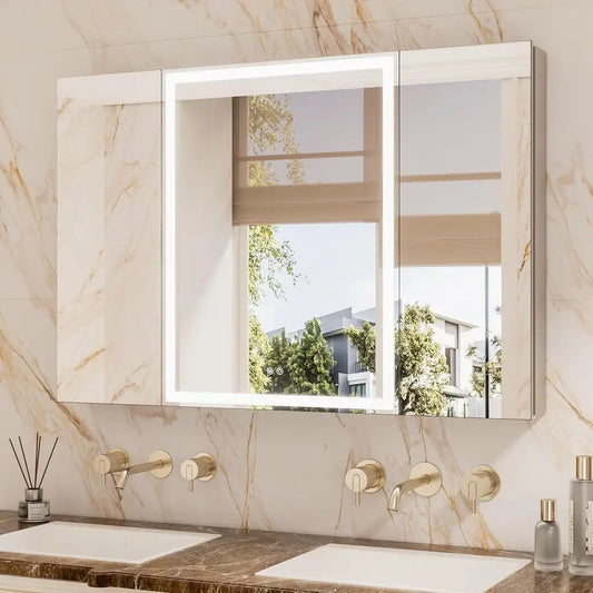 XMSJ Aluminum Lighted Bathroom Medicine Cabinet with Adjustable Shelves