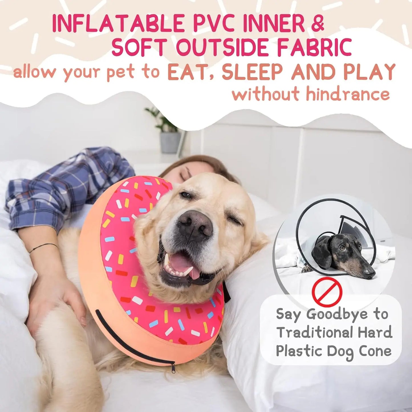 NONECN Inflatable Dog Cone Collar For Postoperative Recovery