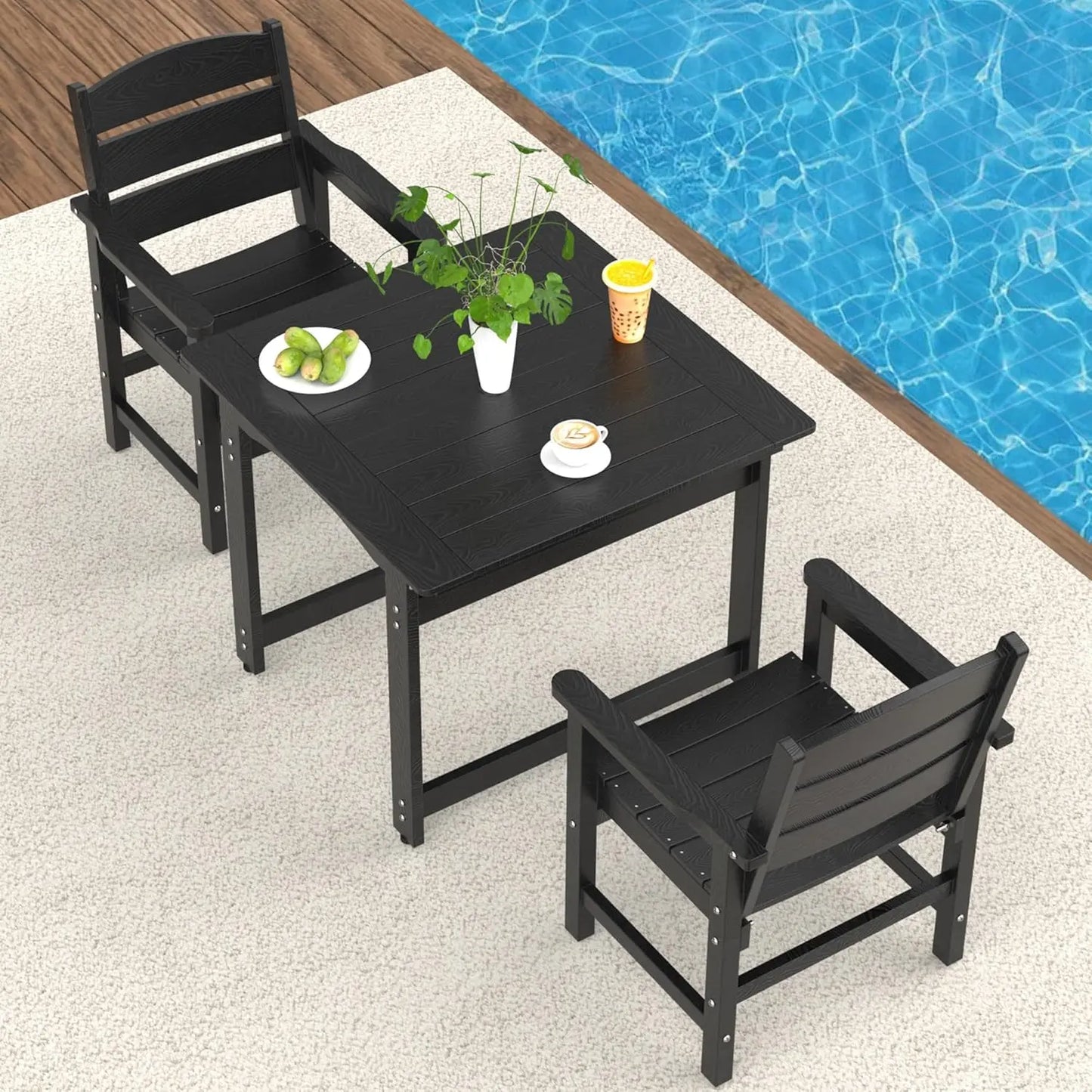 HIPS Patio Dining Set With Umbrella Hole And Weatherproof Table