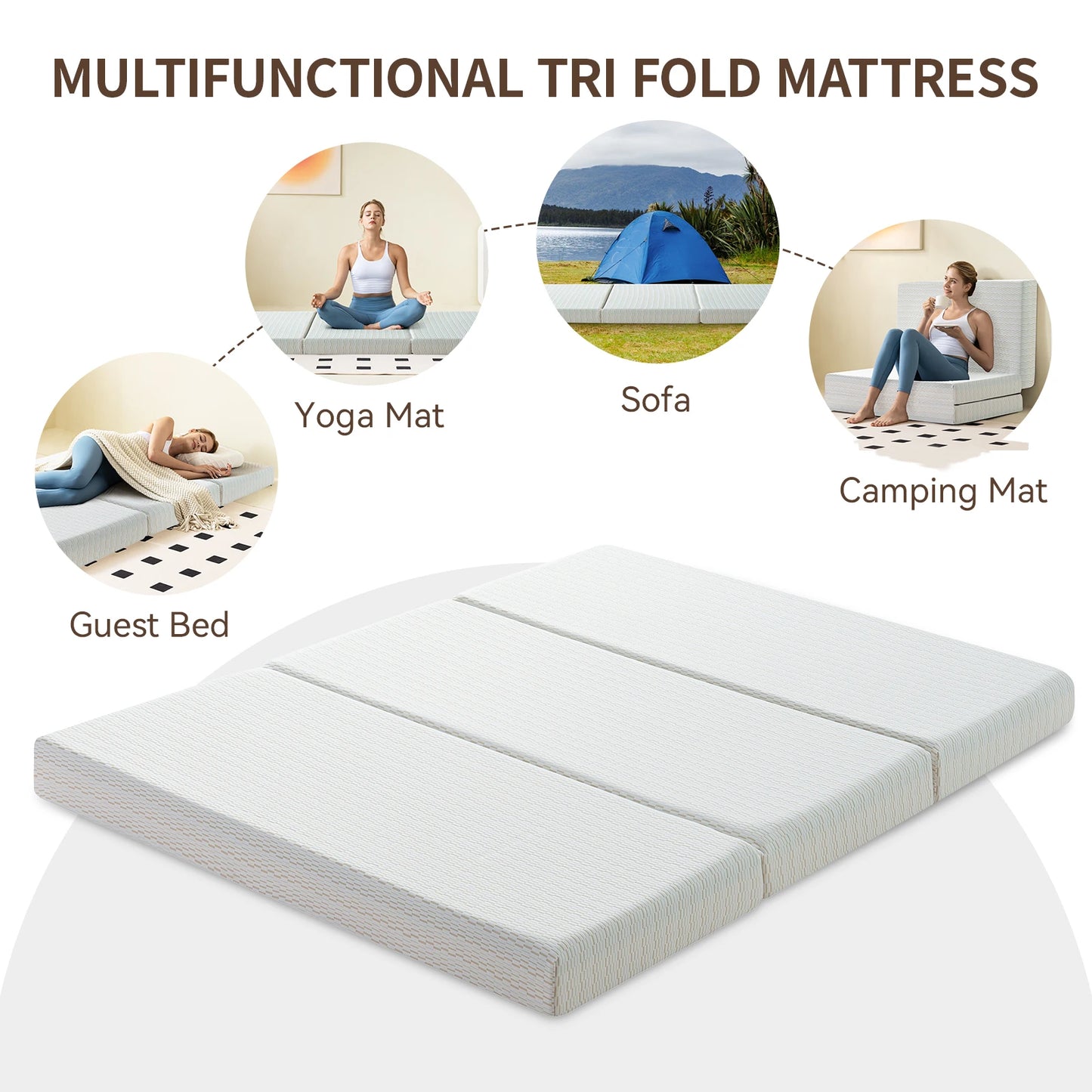 Hcore Tri Fold Memory Foam Mattress With Storage Bag