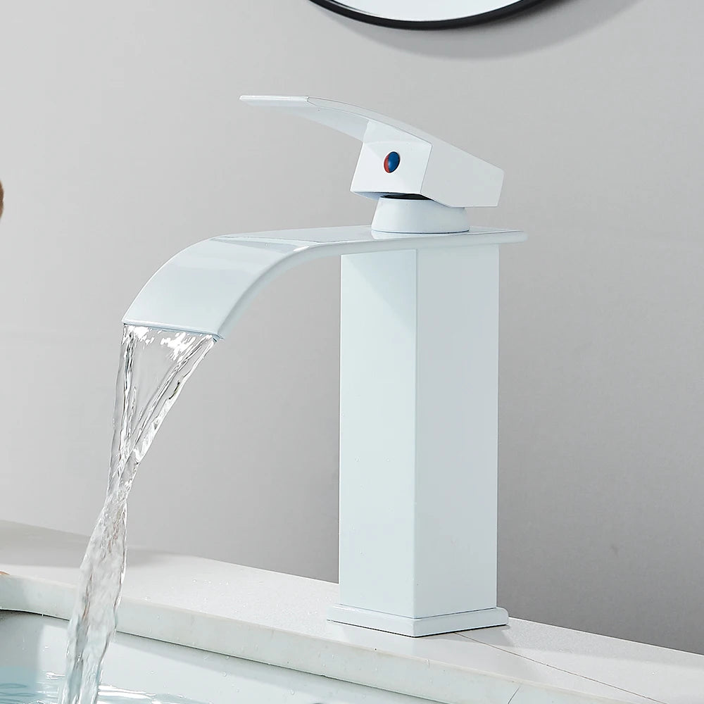 Rozin Deck Mounted Single Lever Basin Faucet Waterfall Brass