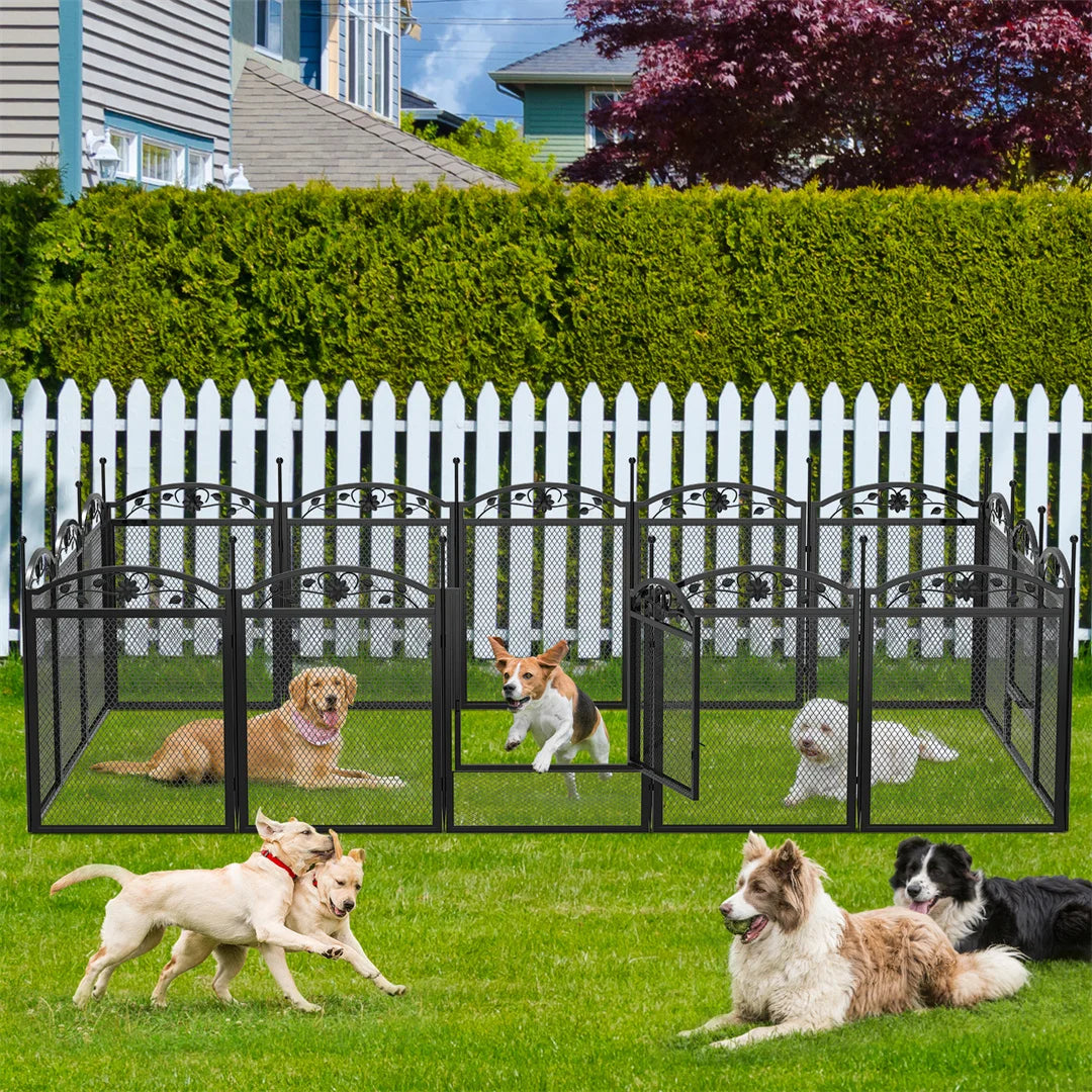 BINGOPAW 8-Panel Heavy-Duty Dog Playpen with Waterproof Pad