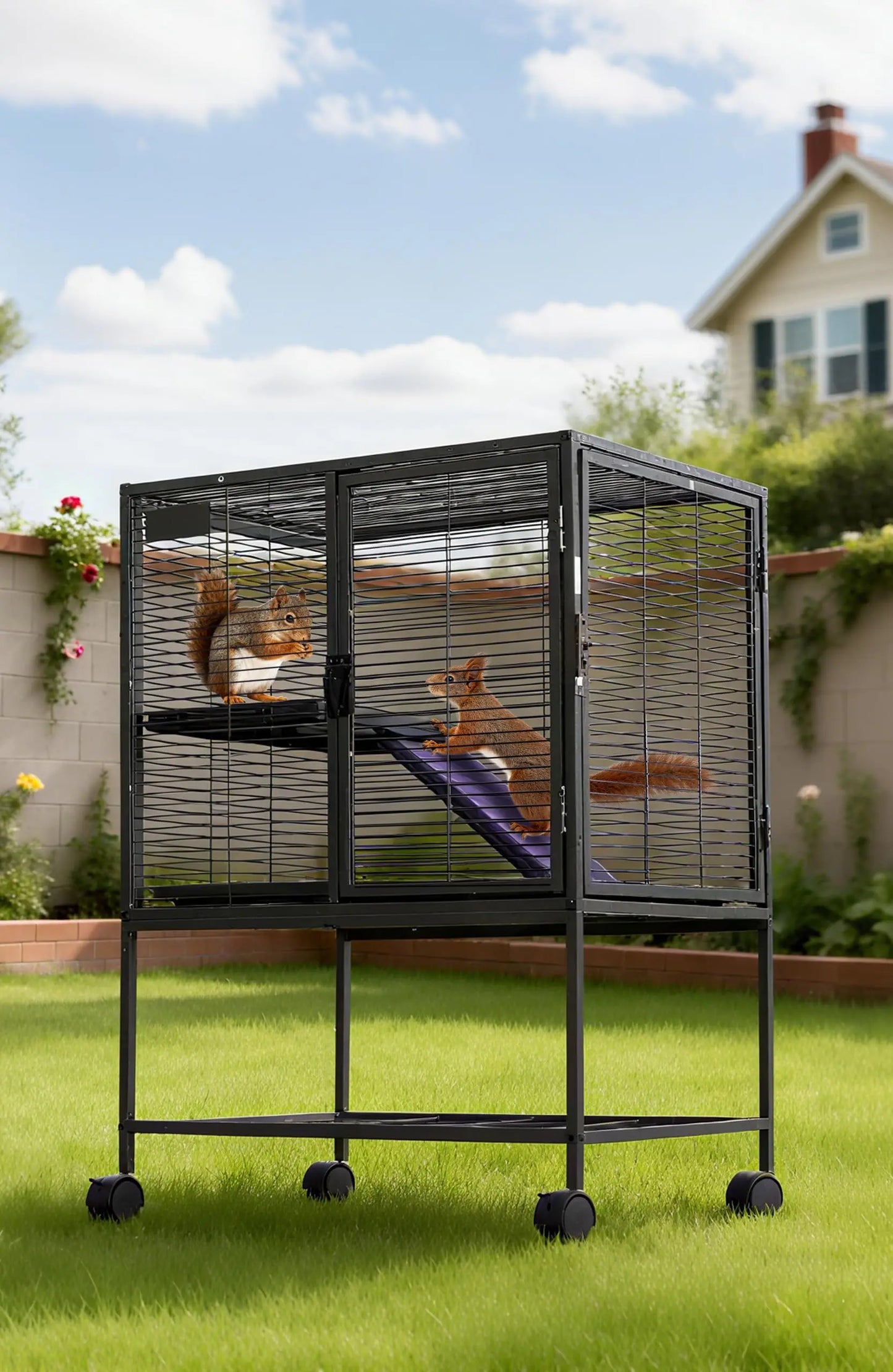 HiMISSCN Multi Level Small Animal Cage With Ramp Removable Tray