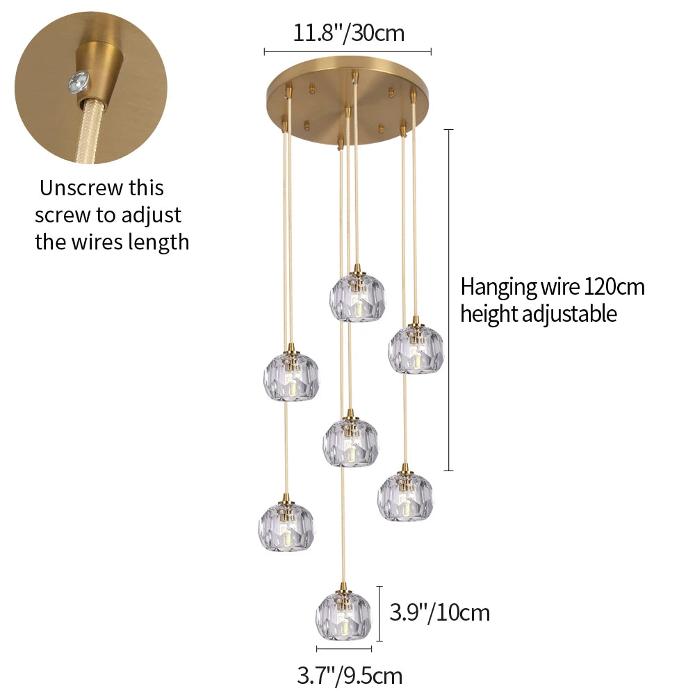 VETRULUS Crystal Pendant Ceiling Light for Modern Home Decor