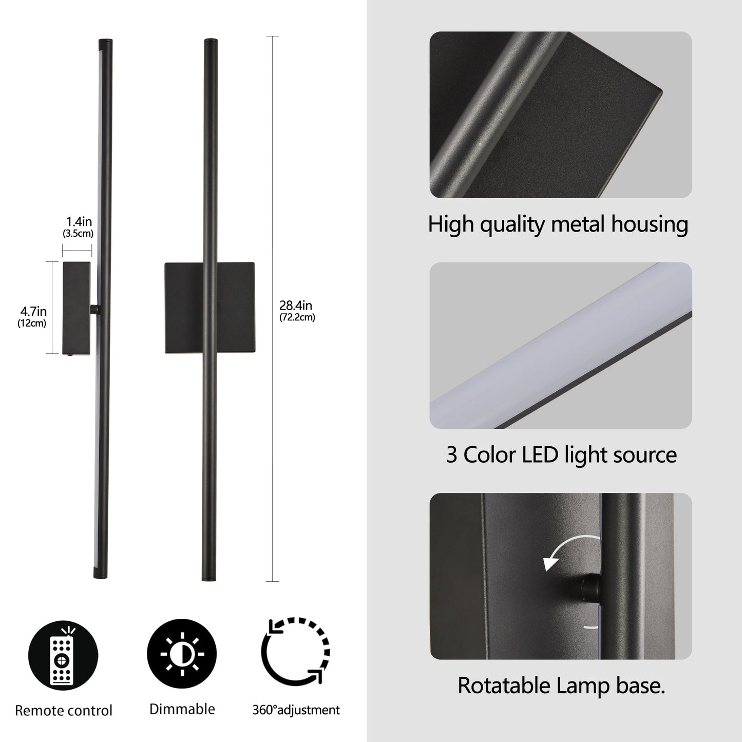 ARLGSITE Modern LED Wall Sconce Indoor Light Fixture Two Pack